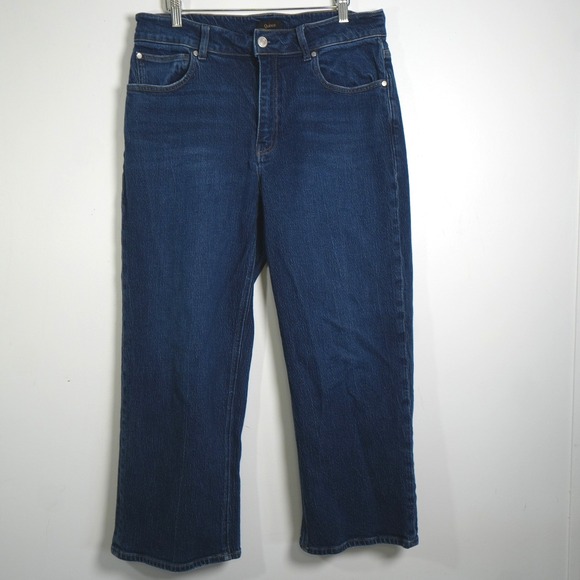 Quince Denim - Quince Wide Leg Jeans Womens 32 Blue High Rise Cropped Comfort Stretch Denim